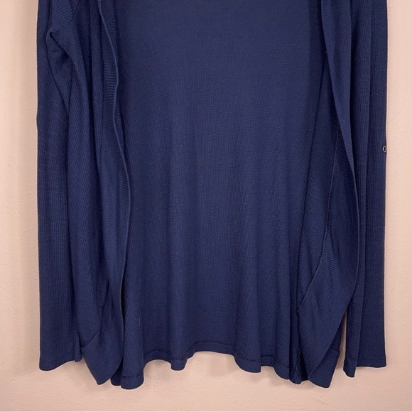 MEDIUM MUDD BLUE LIGHTWEIGHT SHRUG OPEN FRONT STRETCH LONG SLEEVE RUBBED - Picture 5 of 10